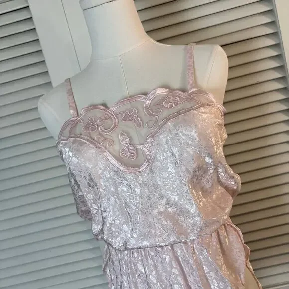 Natori Pink Satin Lace Bodysuit Small Vintage Style Lingerie Teddy Sleepwear - Picture 2 of 7